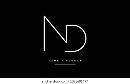 Monograma con el logotipo de las letras abstractas ND,DN ,N ,D