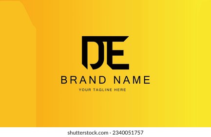 NDE DE brand minimal professional creative black logo design for all kinds of business with yellow red gradient background template  