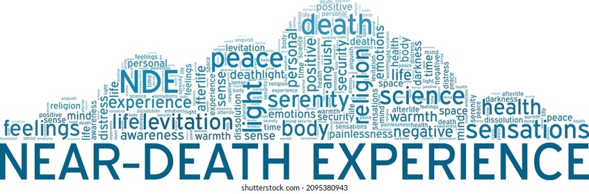NDE    Near Death Experience conceptual vector illustration word cloud isolated white background 