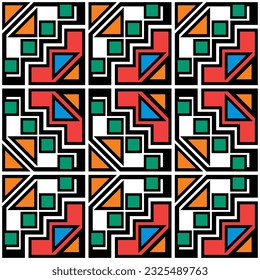 Ndebele backdrop background texture illustration ,surface pattern design, vector 


