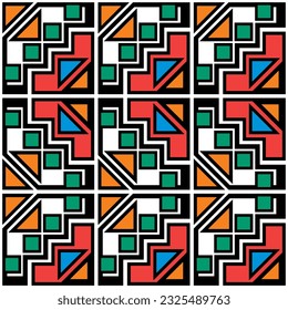 Ndebele Seamless pattern ,Background ,Perfect for fabric ,wallpaper projects, Scrapbooking, Interiors,vector,
Ndebele design colourful,traditional,patterns

