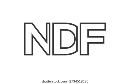 NDF logo design template with strong and modern bold text. Initial based vector logotype featuring simple and minimal typography. Trendy company identity ideal for businesses brand presence.