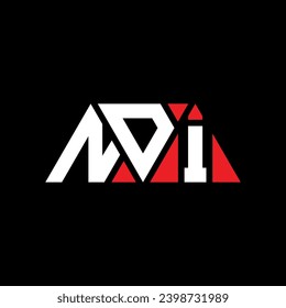 Diseño del logotipo de la letra del triángulo NDI con forma de triángulo. Monograma de diseño del logotipo del triángulo NDI. Plantilla de logotipo vectorial de triángulo NDI con color rojo. Logo triangular NDI Diseño sencillo, elegante y lujoso.