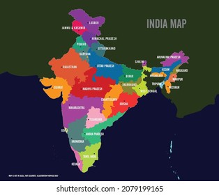 ndia map, Infographics flat design, indian map with states illustration 