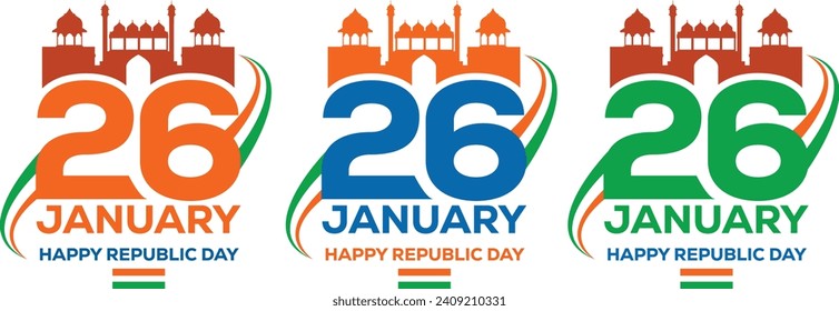 ndian republic Day celebrations. 26th January 2024, 26th january logo unit, for layout, poster, social media, digital media, logo,Happy Republic Day background. 26 January logo symbol. vector