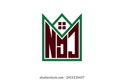 NDJ initial letter real estate builders logo design vector. construction ,housing, home marker, property, building, apartment, flat, compartment, business, corporate, house rent, rental, commercial 