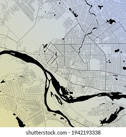 Ndjamena, Chad - Urban vector city map with parks, rail and roads, highways, minimalist town plan design poster, city center, downtown, transit network, street blueprint