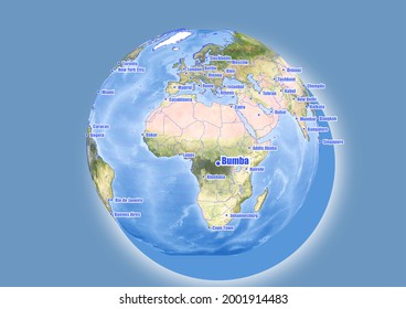 N'Djamena-Chad is shown on vector globe map. The map shows N'Djamena-Chad 's location in the world.