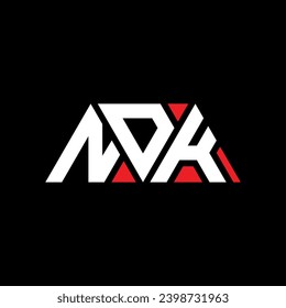 NDK triangle letter logo design with triangle shape. NDK triangle logo design monogram. NDK triangle vector logo template with red color. NDK triangular logo Simple, Elegant, and Luxurious design.