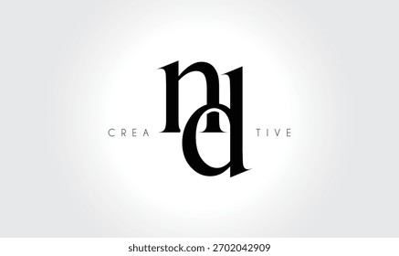 NDnd Elegant Serif Monogram Logo – Luxury Lowercase Typographic Lettermark for Modern Branding