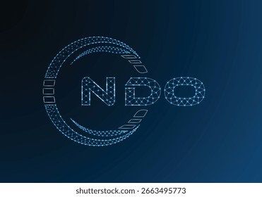 Diseño de Vector de logotipo de letra polivinílica baja NDO. Diseño de logotipo de poliéster inferior NDO. Logotipo de poliéster bajo.
