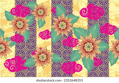 ndonesian batik motifs with very distinctive plant patterns. Exclusive designs for various purposes. eps 10