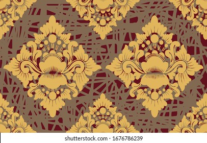 ndonesian batik, the style of the island of Bali, is a coloring technique on design fabrics with motifs of flora, fauna or certain fields. Vector