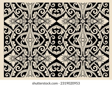 ndonesian batik, the style of the island of Bali, is a coloring technique on design fabrics with motifs of flora, fauna or certain fields.Songket Tenun Geometrik Seamless Pattern with Creative Bali Lo