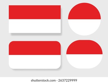 ndonesian flag in various shapes, including the standard rectangular and circular designs, all featuring the iconic red and white colors.