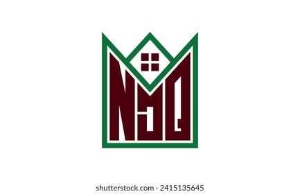 NDQ initial letter real estate builders logo design vector. construction ,housing, home marker, property, building, apartment, flat, compartment, business, corporate, house rent, rental, commercial 