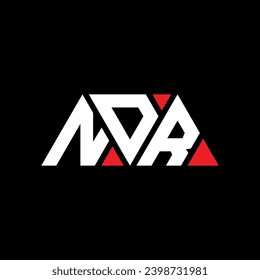 NDR triangle letter logo design with triangle shape. NDR triangle logo design monogram. NDR triangle vector logo template with red color. NDR triangular logo Simple, Elegant, and Luxurious design.