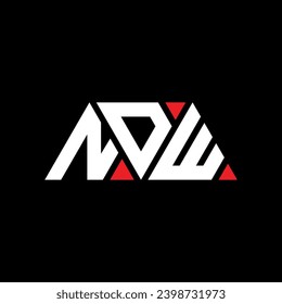 NDW triangle letter logo design with triangle shape. NDW triangle logo design monogram. NDW triangle vector logo template with red color. NDW triangular logo Simple, Elegant, and Luxurious design.