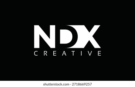 Letras NDX Logo con diseño de espacio negativo. Letra con tipografía geométrica. Ilustración vectorial creativa con letras.