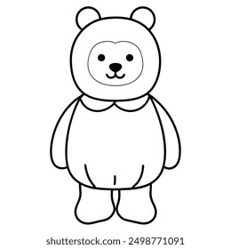 ne Art of Halloween Bear Illustration. Cute bear illustration in line art style, ideal for Halloween graphics.