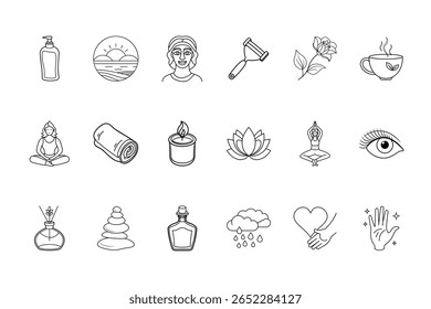 ne art vector set features a collection of wellness, spa, and self-care themed icons