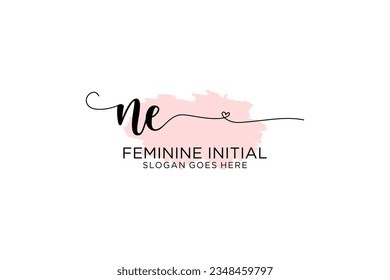 Monograma de belleza NE y elegante logo de diseño para escritura a mano de marca inicial, boda, moda, floral y botánica con plantilla creativa.
