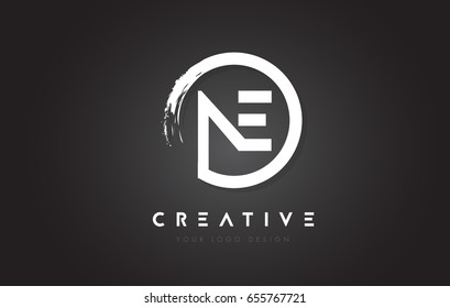 NE Circular Letter Logo with Circle Brush Design and Black Background.