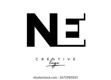 NE Creative Minimalist Negative Space Latter Logo con monograma moderno para marca y logotipo de marca comercial con letras iniciales Diseño de logotipo para marca.