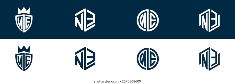 NE EN letter logo set design