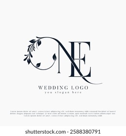 NE, EN Wedding Initials Design. Floral Monogram