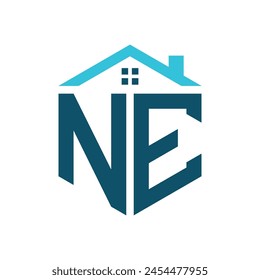 Plantilla de diseño de logotipo de NE House. Letra NE Logo para Bienes Raíces, Construcción o cualquier negocio relacionado con la casa