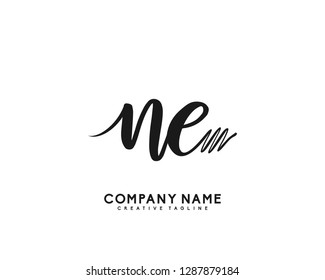 NE Initial Handwriting Logo Template Vector