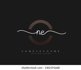  NE initial handwriting logo template vector