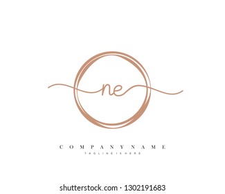  NE initial handwriting logo template vector