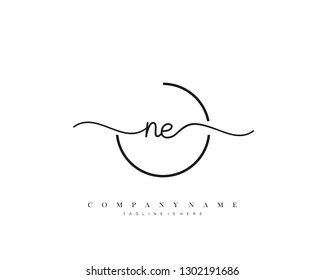  NE initial handwriting logo template vector