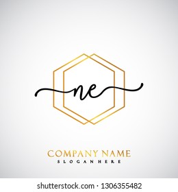NE Initial Handwriting logo template vector