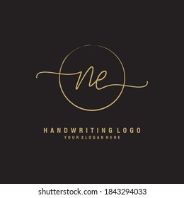 NE Initial handwriting logo template vector