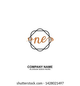 NE Initial handwriting logo vector