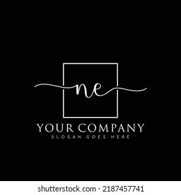 NE Vector de logotipo minimalista de escritura manual inicial