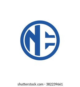 NE initial letters circle business logo blue