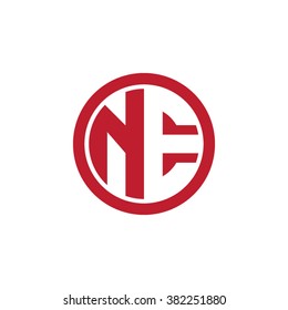 NE initial letters circle business logo red