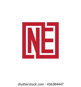 NE initial letters looping linked square logo red