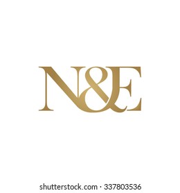 N&E Initial logo. Ampersand monogram golden logo