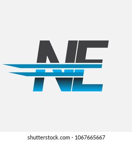 NE initial logo company name colored black and blue, Simple and Modern Logo Design.