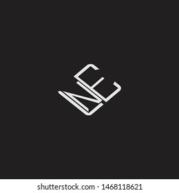 NE Initial Logo letters with rotate squere template