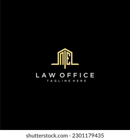 logotipo de monograma inicial de NE para oficina de leyes con imagen de diseño de oficina en el hogar