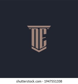 Logotipo de monograma inicial NE con diseño de estilo de pilar