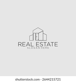 Logotipo inicial del monograma del NE para las propiedades inmobiliarias con estilo de edificio de lujo