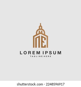 NE primer monograma logotipo inmobiliario con diseño de estilo imperium