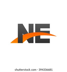 NE initial overlapping swoosh letter logo black orange